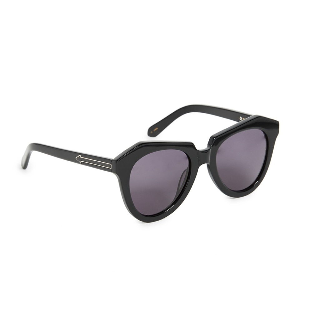 Karen Walker Black Cat-Eye Sunglasses with Dark Gray Lenses